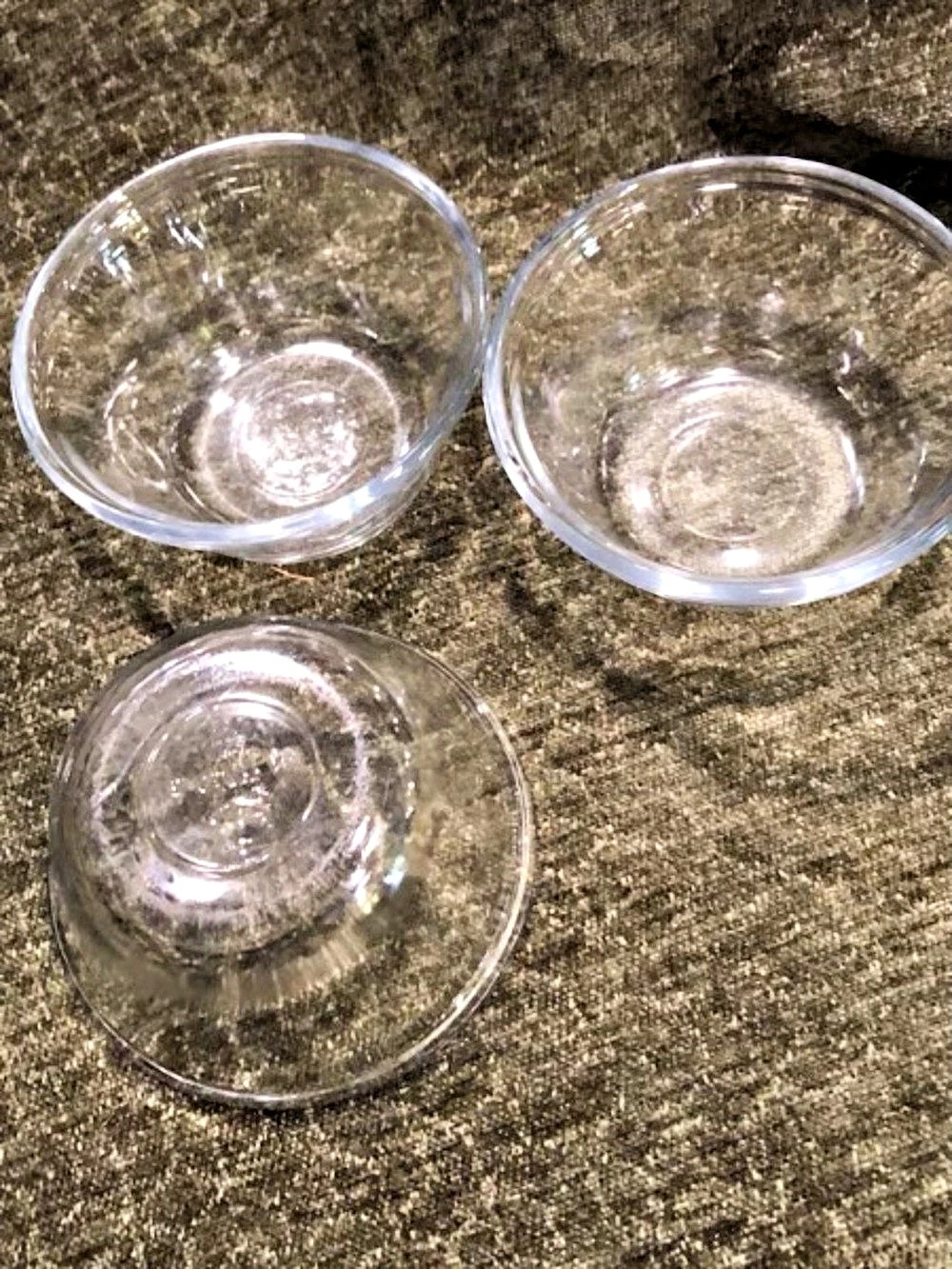 clear glass stackable prep bowls or custard cups - set of 3